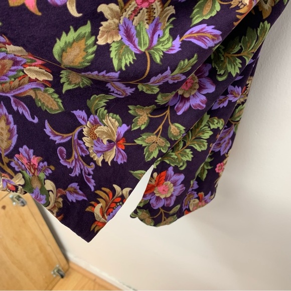 Roamans Shirt Woman 2X  Purple Floral Button Up Long Sleeve Tunic  Side Colorful - Picture 4 of 11